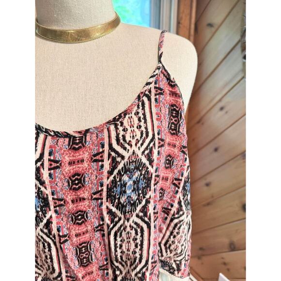 Tribal Printed Tassel Cropped Summer Tank Top - Picture 3 of 5